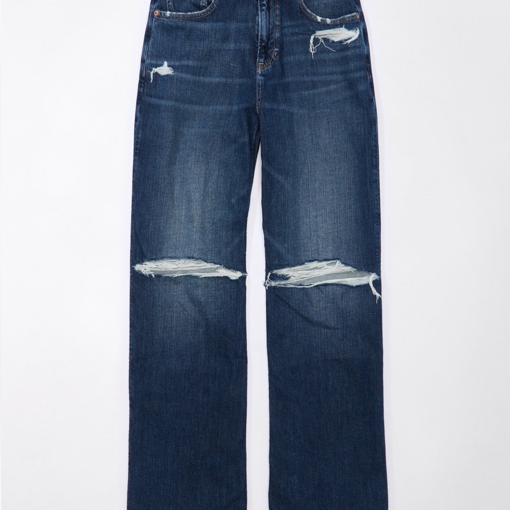 AE Dreamy Drape Stretch Ripped Super High-Waisted Baggy Wide-Leg Jean